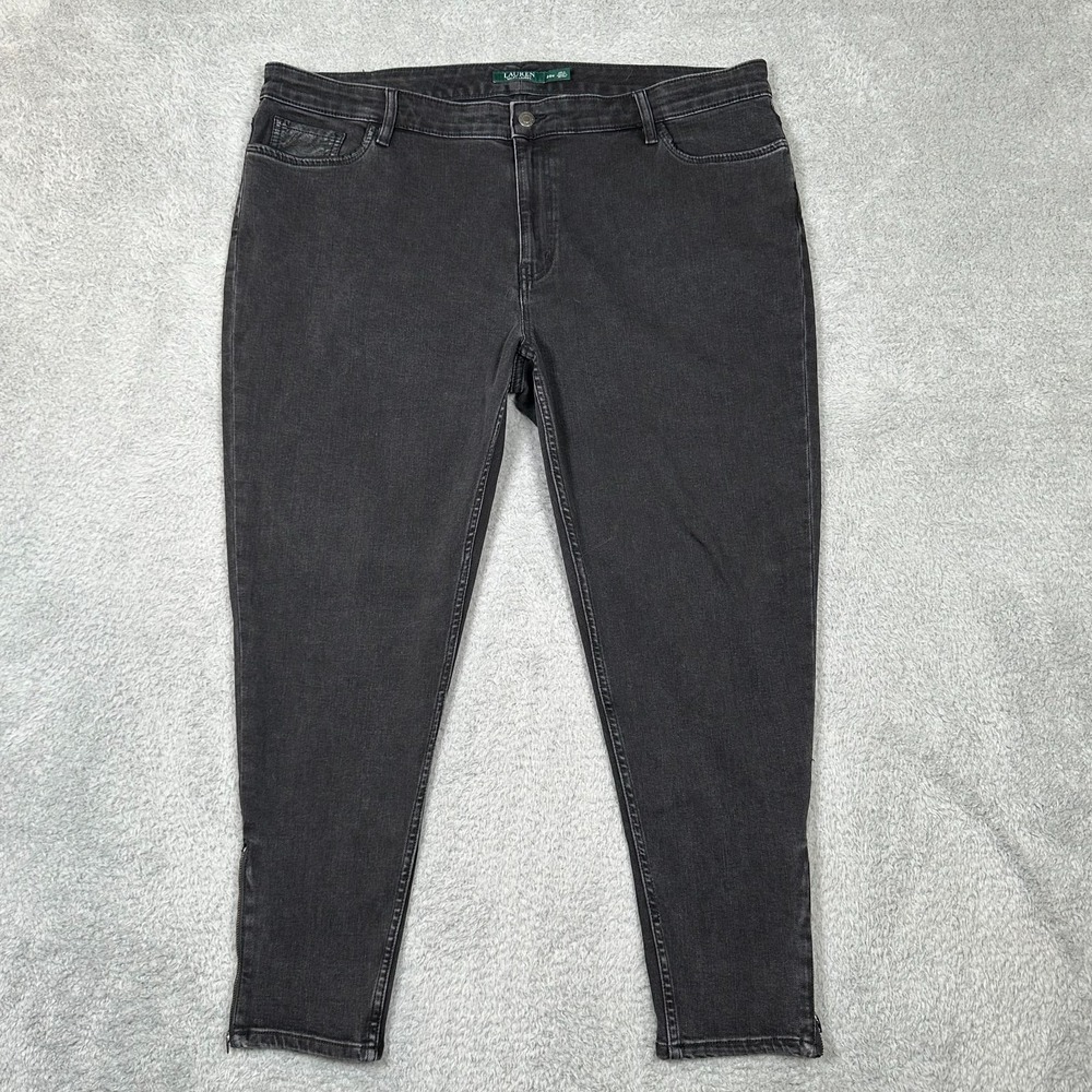 Lauren Ralph Lauren Plus-Size High-Rise Skinny Ankle Jeans Women's 20W Black - Picture 1 of 13